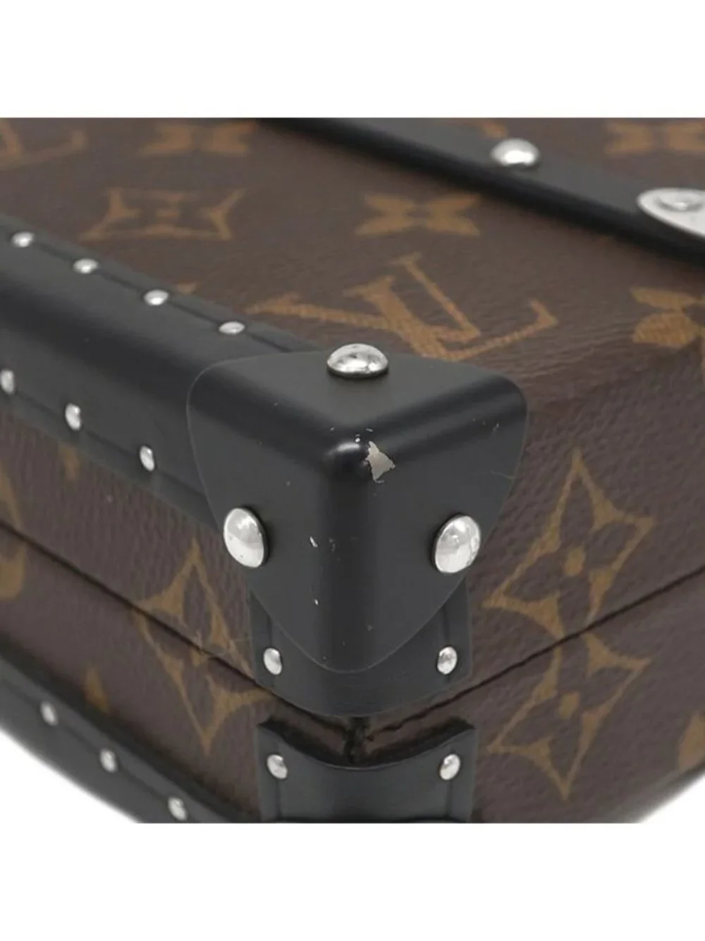 Louis Vuitton Clutch Wallet Trunk Monogram Macassar Silver Brown Black